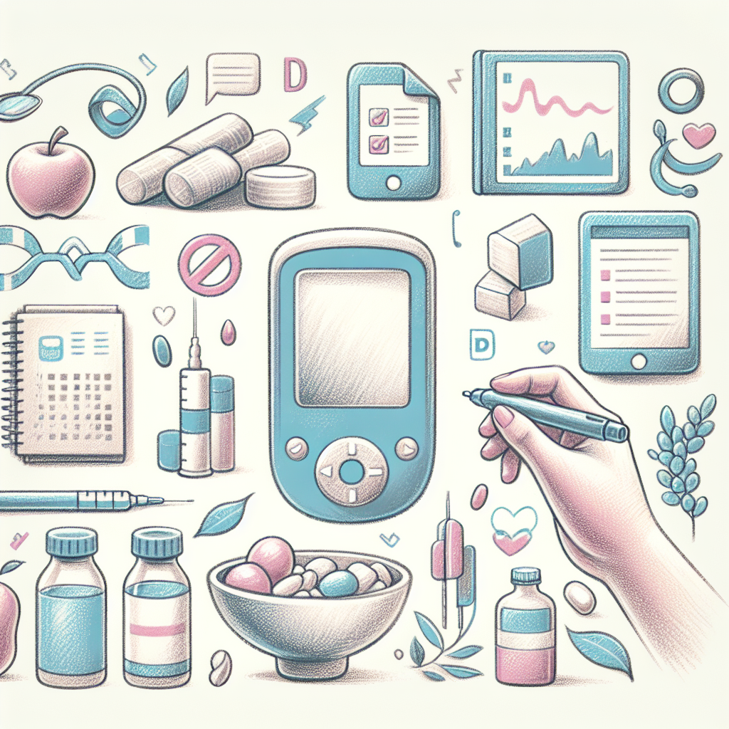 Pastelková ilustrace znázorňující téma: Diabetes