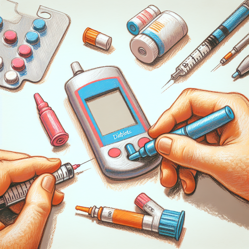 Pastelková ilustrace znázorňující téma: Diabetes