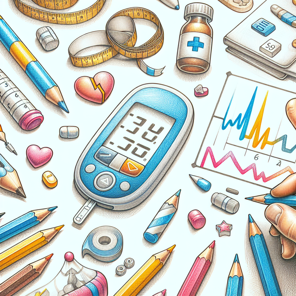Pastelková ilustrace znázorňující téma: Diabetes a léčba