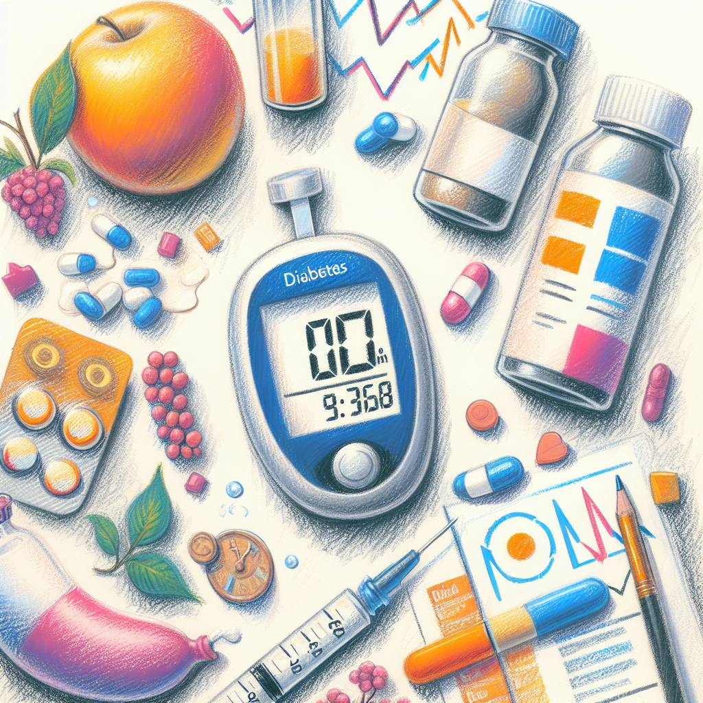 Pastelková ilustrace znázorňující téma: Diabetes