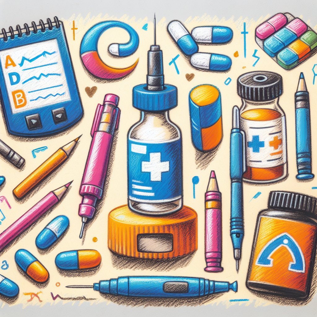 Pastelková ilustrace znázorňující téma: Diabetes