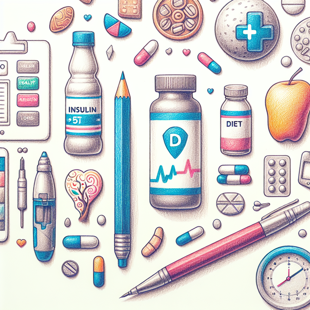 Pastelková ilustrace znázorňující téma: Diabetes