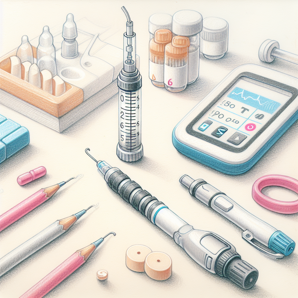 Pastelková ilustrace znázorňující téma: Diabetes a inzulínové pumpy