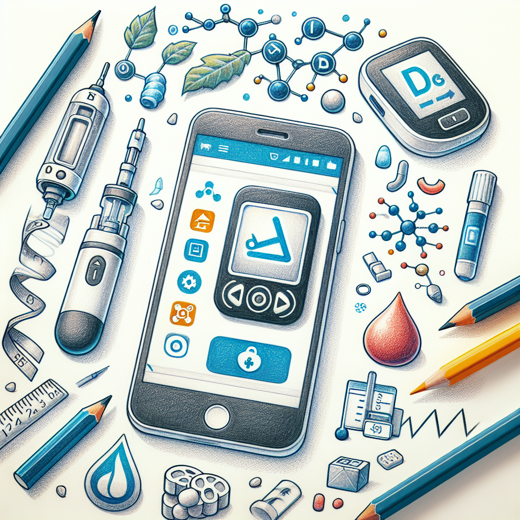 Pastelková ilustrace znázorňující téma: Diabetes a technologie