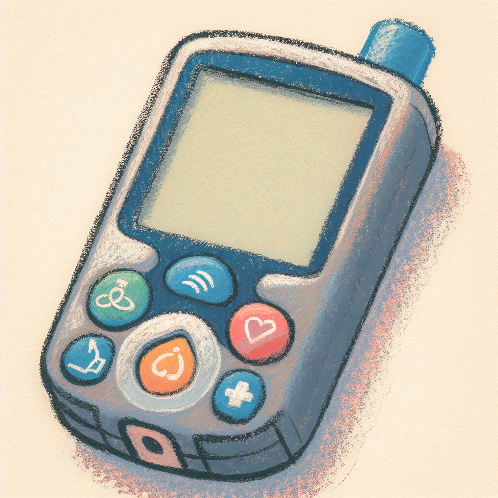 Pastelková ilustrace znázorňující téma: Diabetes