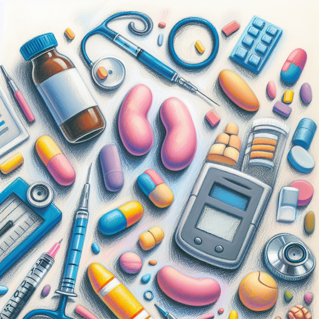 Pastelková ilustrace znázorňující téma: Diabetes