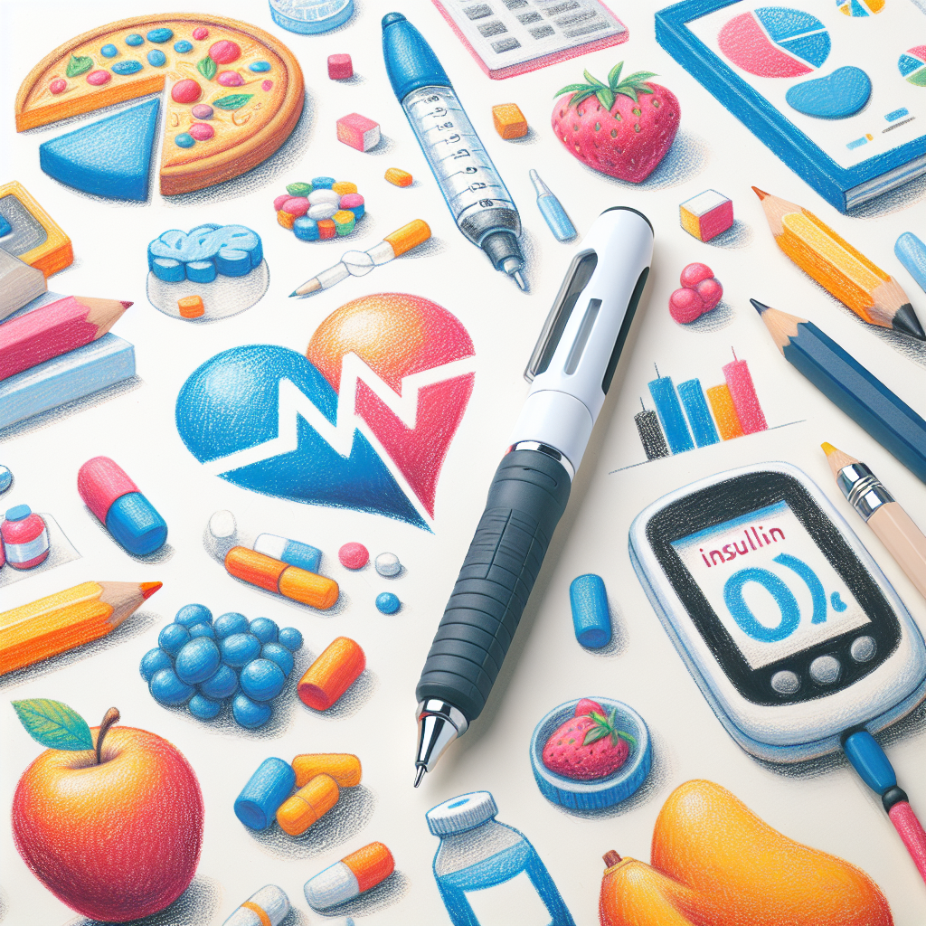 Pastelková ilustrace znázorňující téma: Diabetes