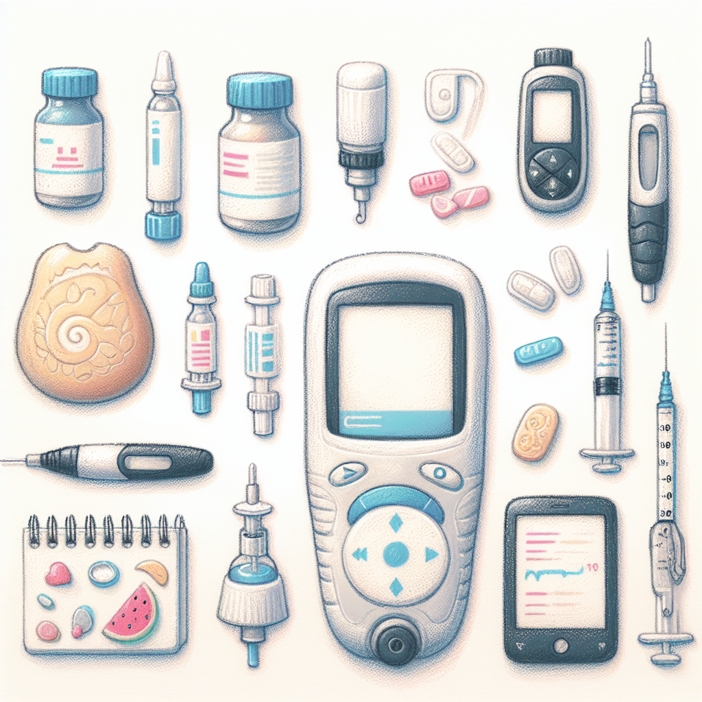 Pastelková ilustrace znázorňující téma: Diabetes