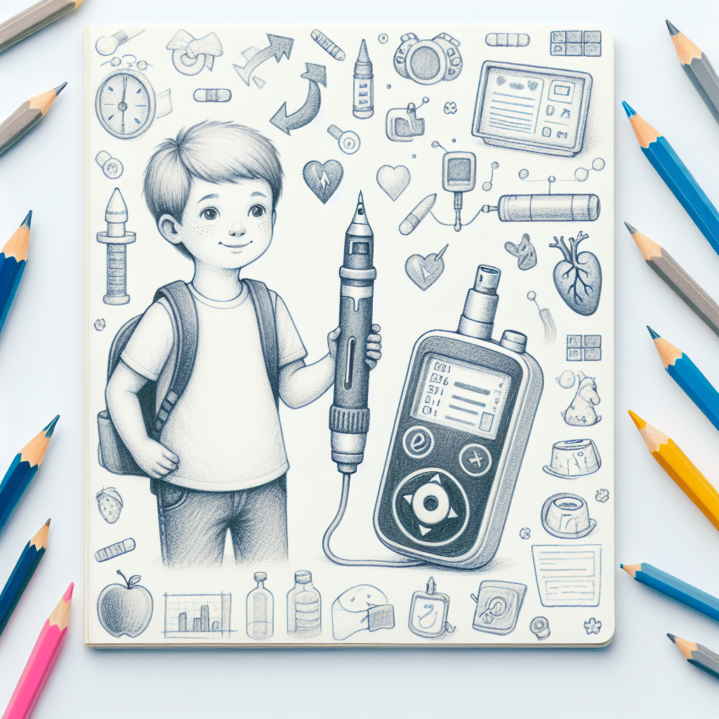Pastelková ilustrace znázorňující téma: Diabetes u dětí