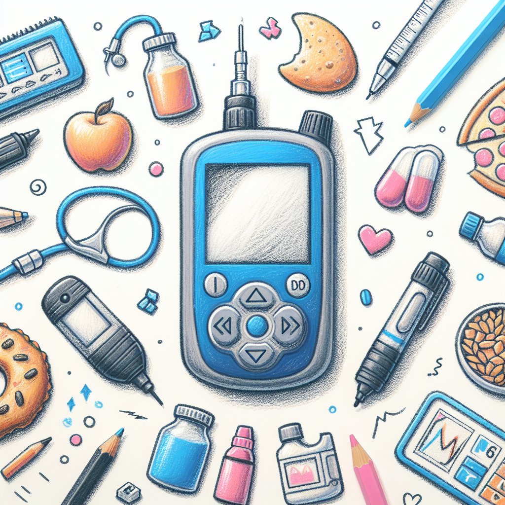 Pastelková ilustrace znázorňující téma: Diabetes