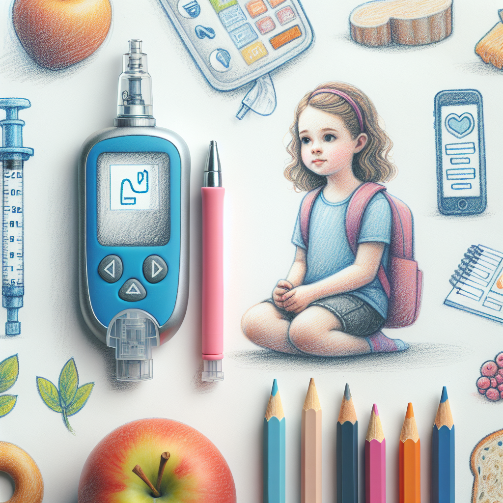 Pastelková ilustrace znázorňující téma: Diabetes u dětí