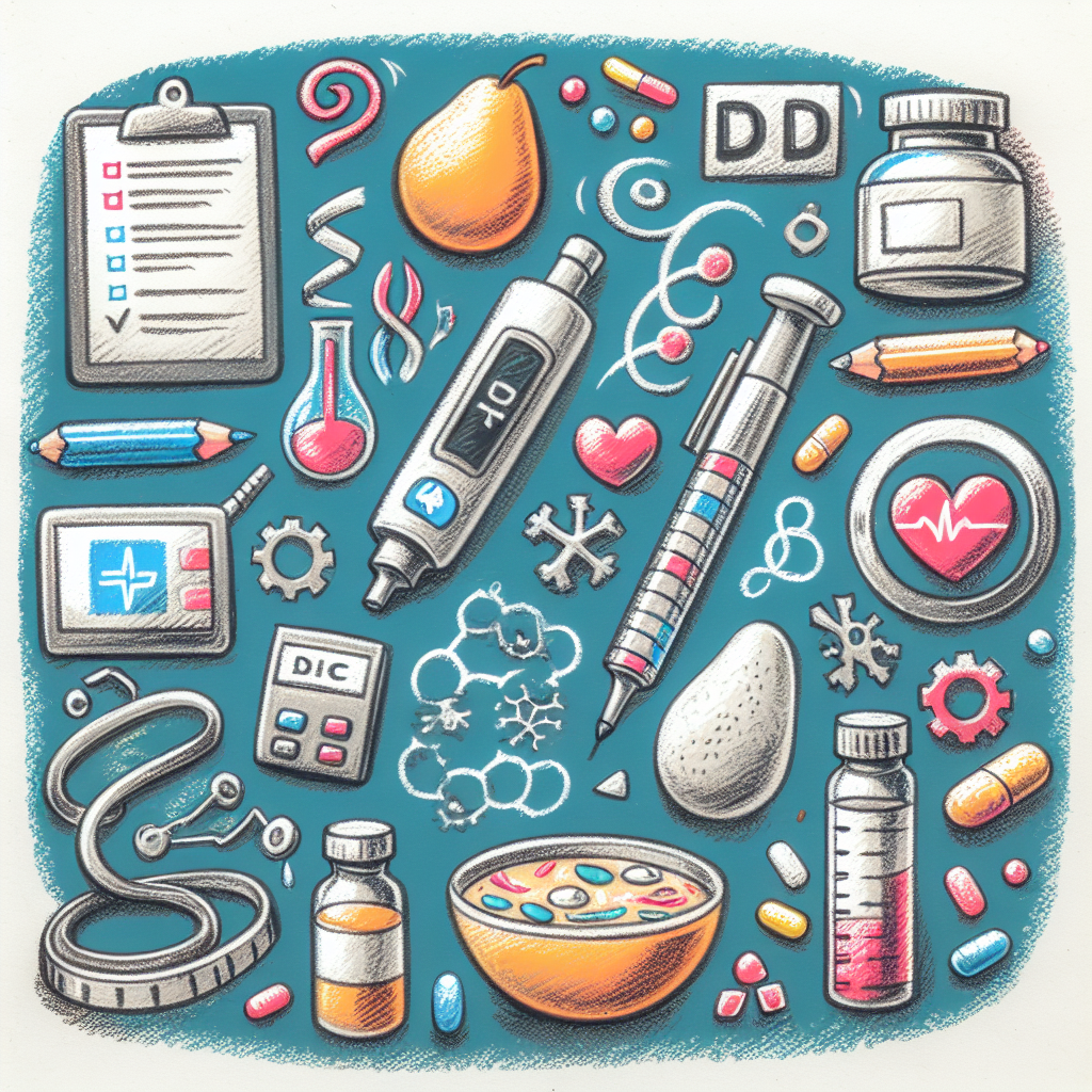 Pastelková ilustrace znázorňující téma: Diabetes a zdraví