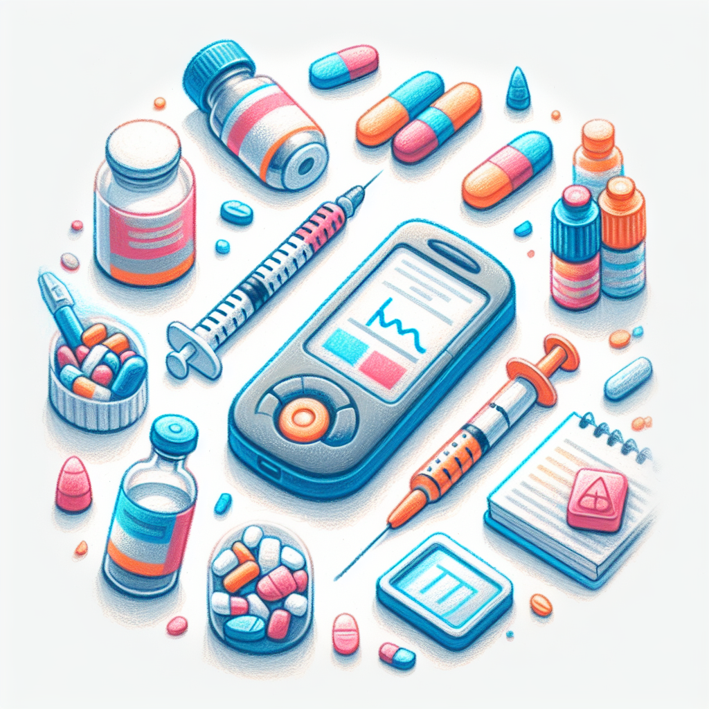 Pastelková ilustrace znázorňující téma: Diabetes