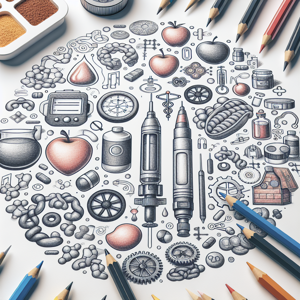 Pastelková ilustrace znázorňující téma: Diabetes