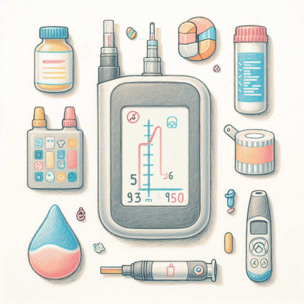 Pastelková ilustrace znázorňující téma: Diabetes a léčba