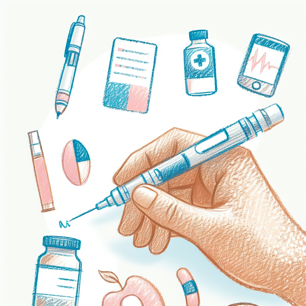 Pastelková ilustrace znázorňující téma: Diabetes a léčba