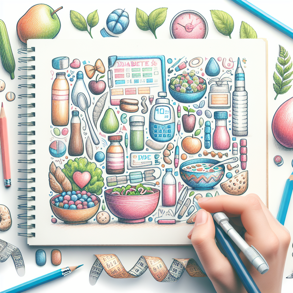 Pastelková ilustrace znázorňující téma: Výživa diabetika