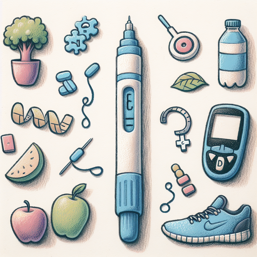 Pastelková ilustrace znázorňující téma: Diabetes