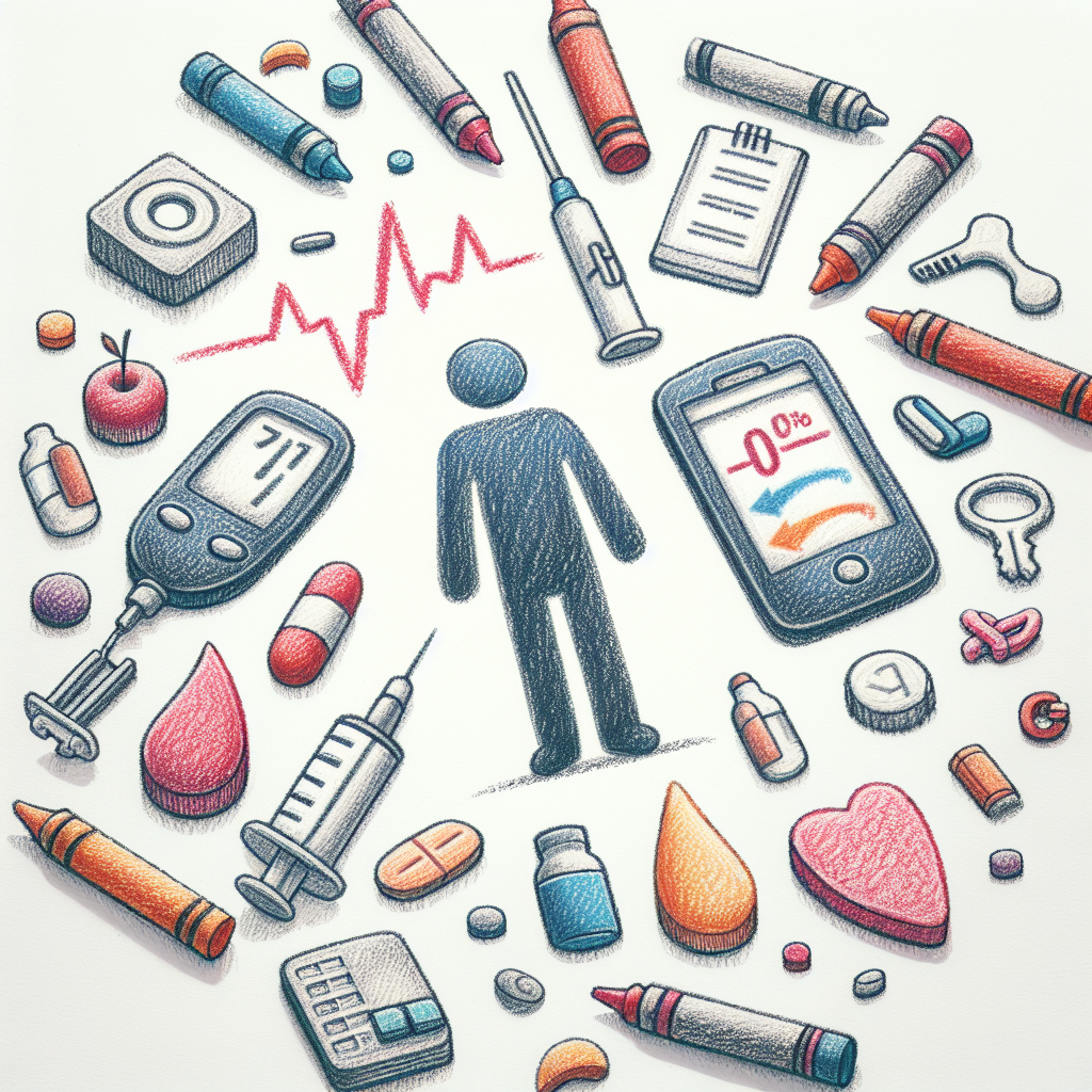 Pastelková ilustrace znázorňující téma: Diabetes