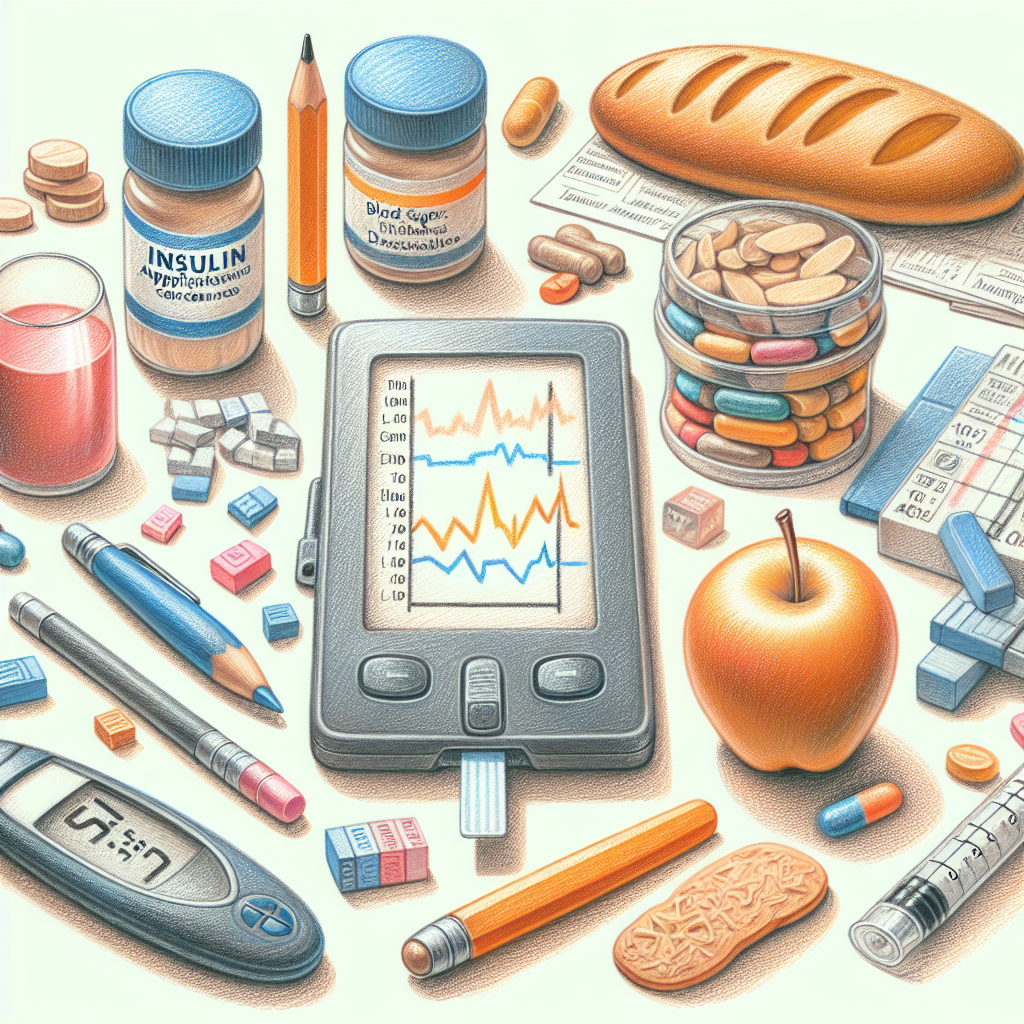Pastelková ilustrace znázorňující téma: Diabetes a výživa