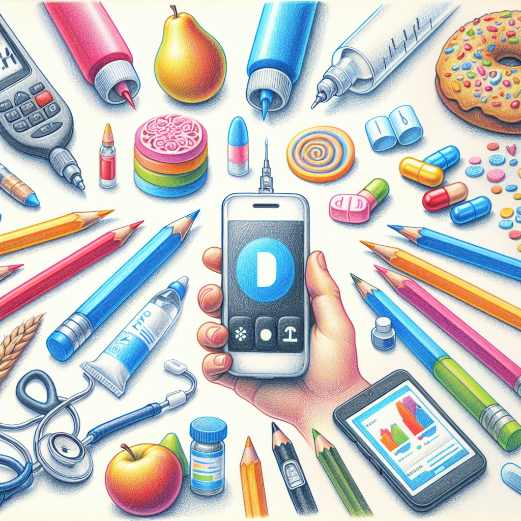 Pastelková ilustrace znázorňující téma: Diabetes