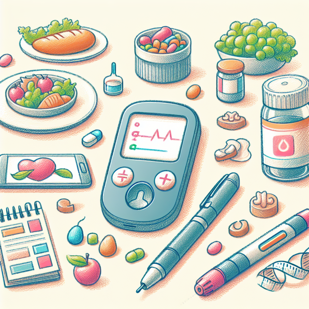 Pastelková ilustrace znázorňující téma: Diabetes