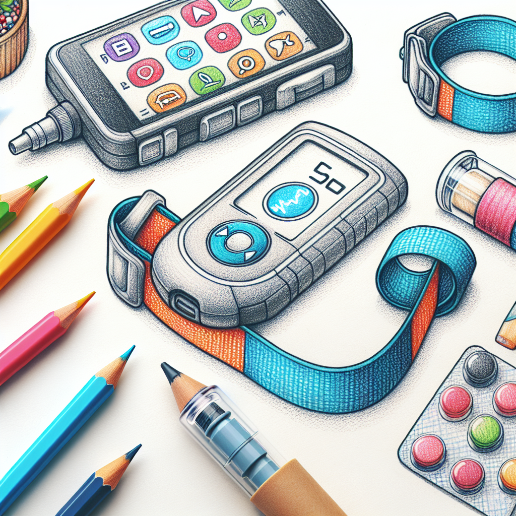 Pastelková ilustrace znázorňující téma: Diabetes management