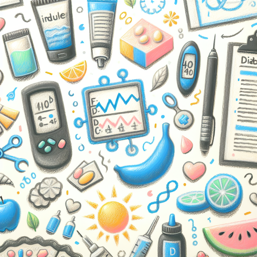 Pastelková ilustrace znázorňující téma: Diabetes