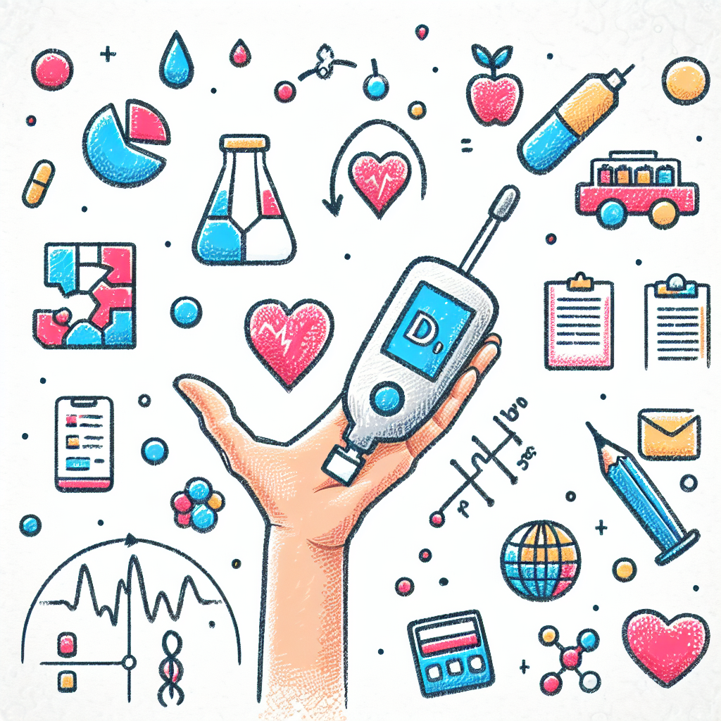 Pastelková ilustrace znázorňující téma: Diabetes