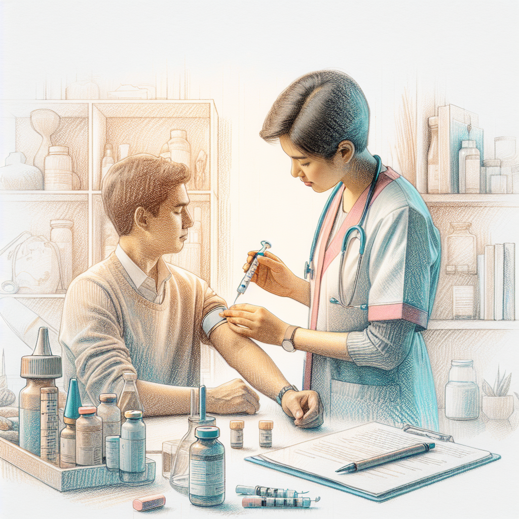 Pastelková ilustrace znázorňující téma: Péče o diabetiky
