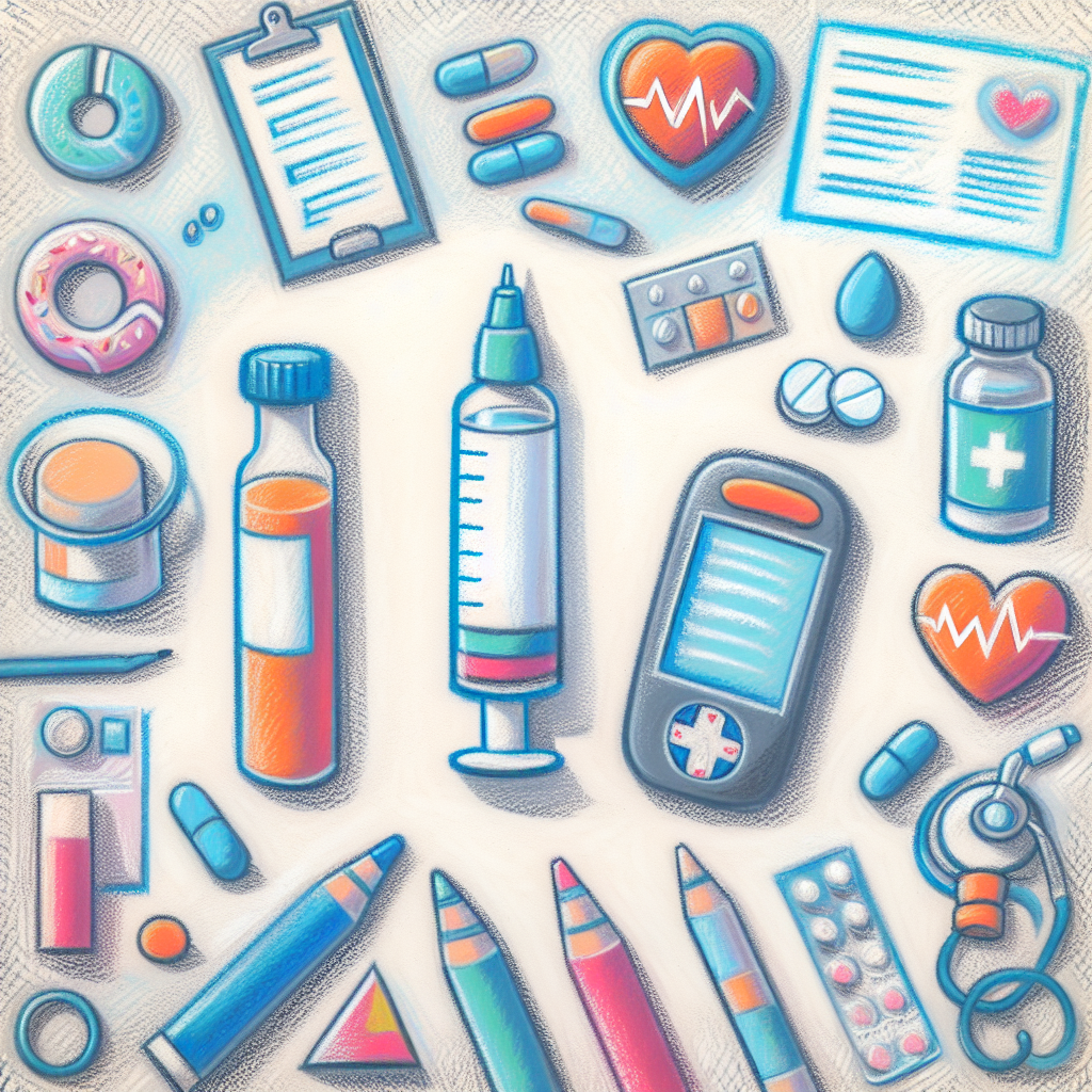 Pastelková ilustrace znázorňující téma: Diabetes