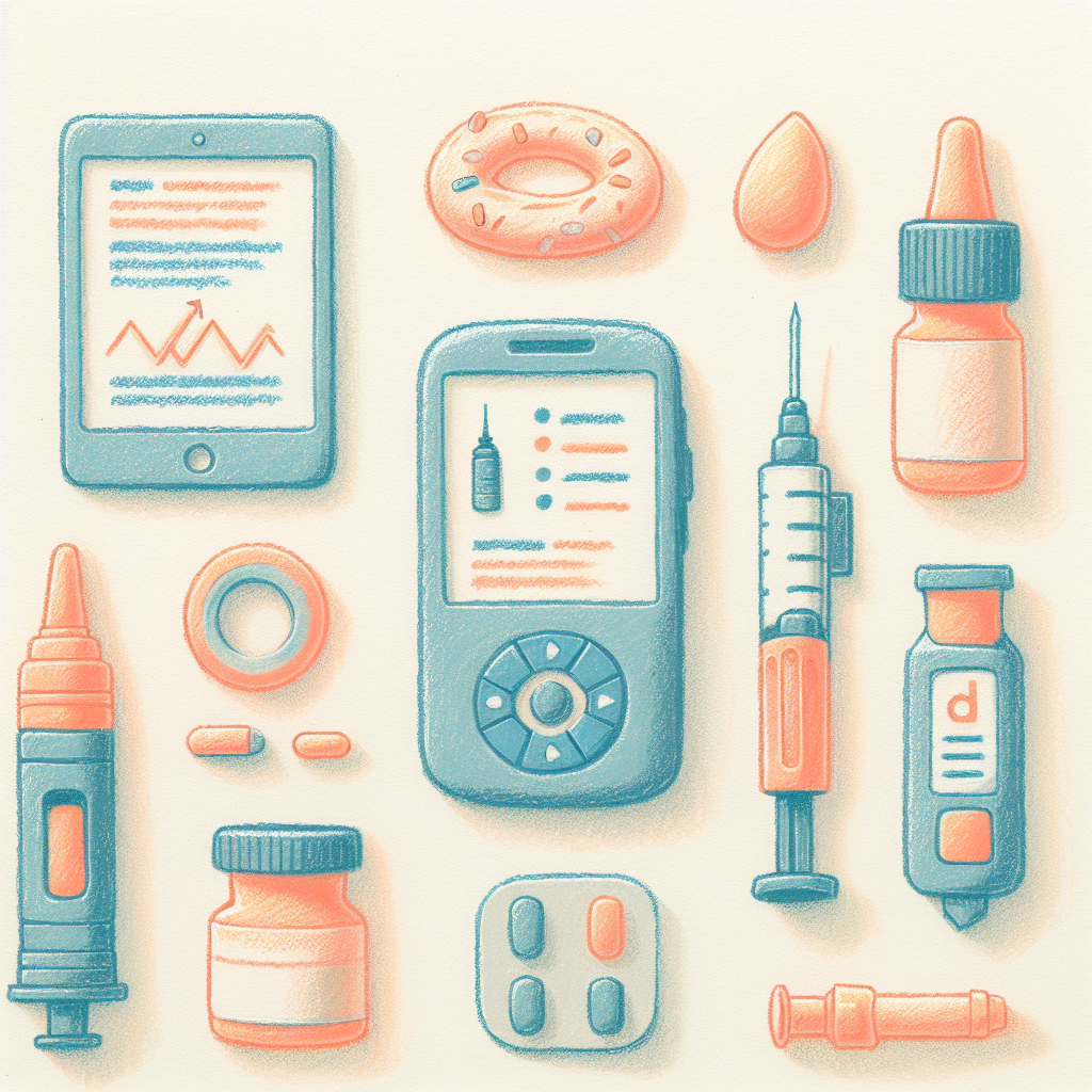 Pastelková ilustrace znázorňující téma: Diabetologie