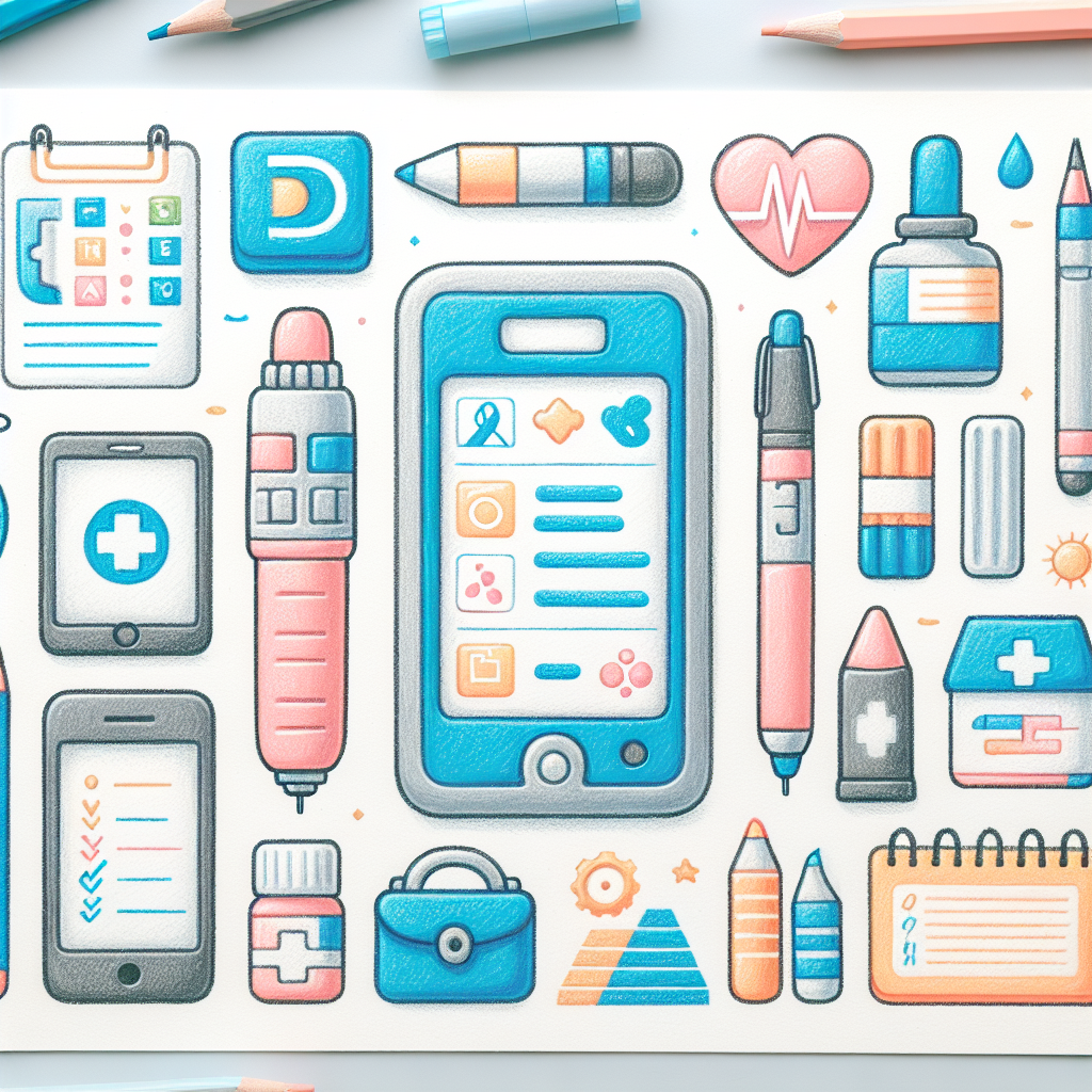 Pastelková ilustrace znázorňující téma: Diabetes a péče