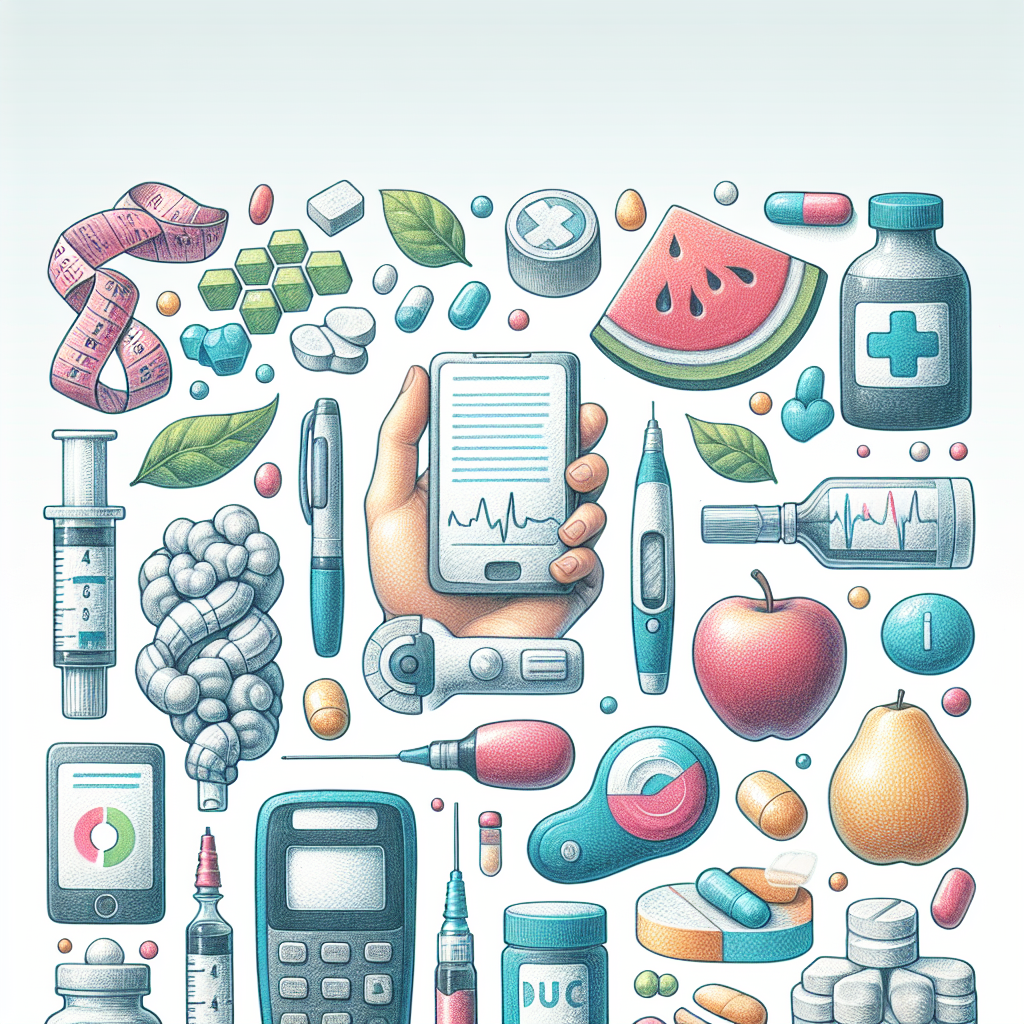 Pastelková ilustrace znázorňující téma: Diabetes a výživa