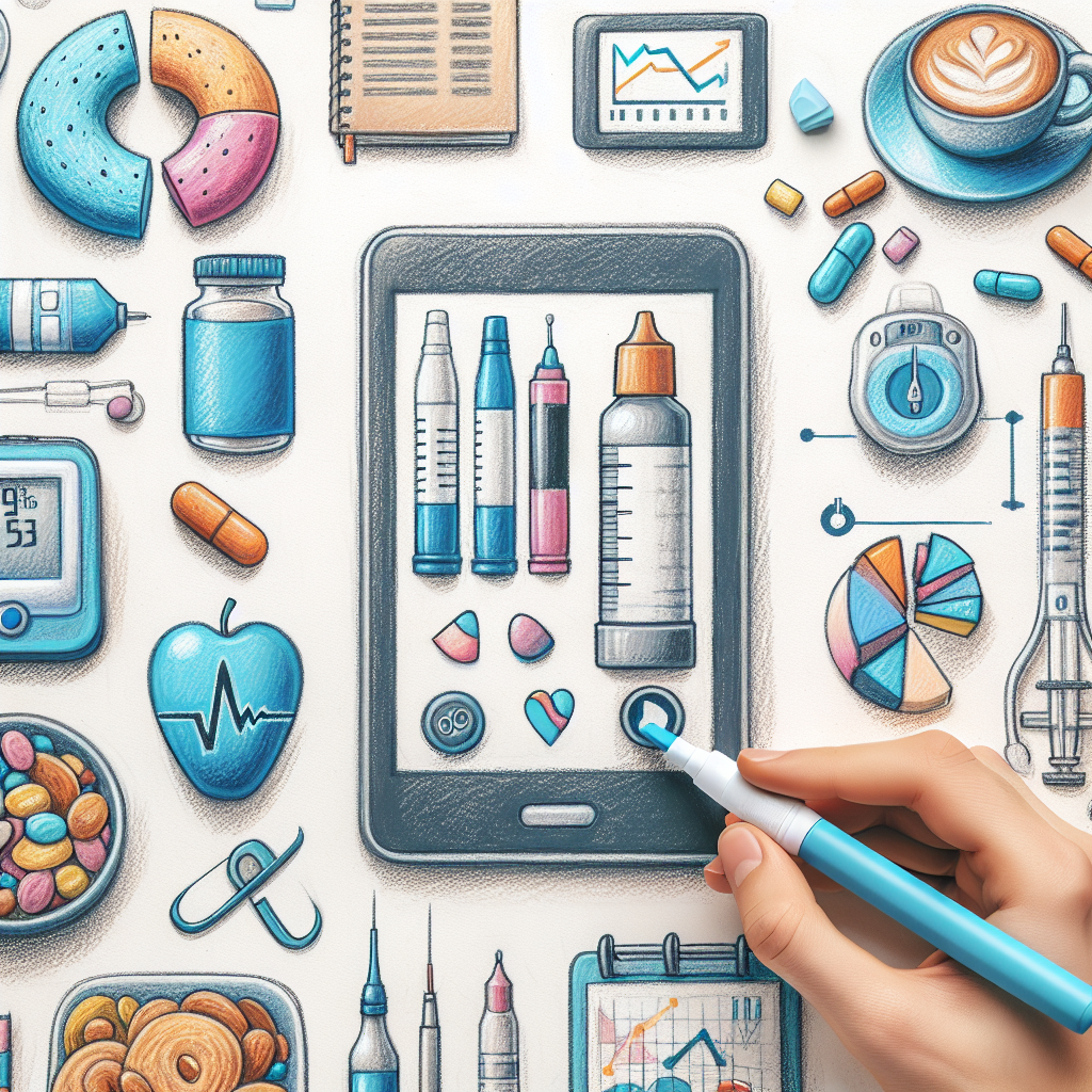 Pastelková ilustrace znázorňující téma: Diabetes