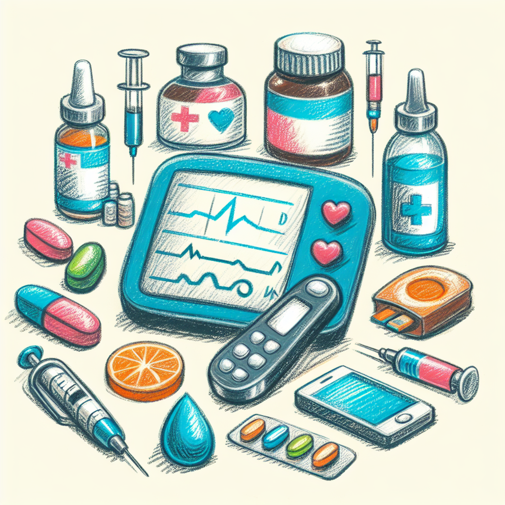 Pastelková ilustrace znázorňující téma: Diabetes