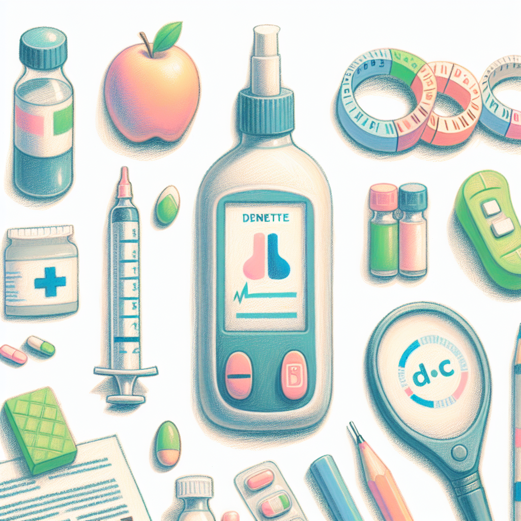 Pastelková ilustrace znázorňující téma: Diabetes