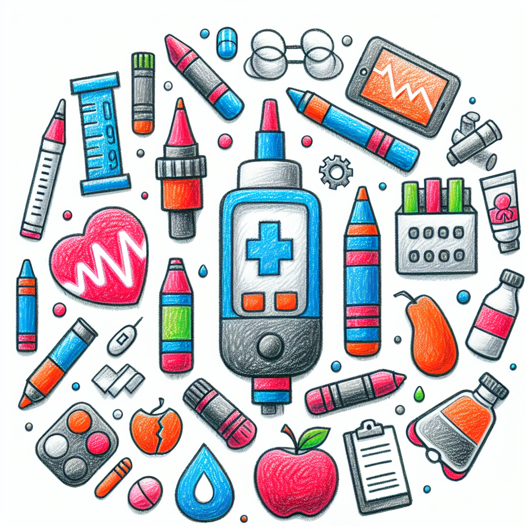 Pastelková ilustrace znázorňující téma: Diabetes