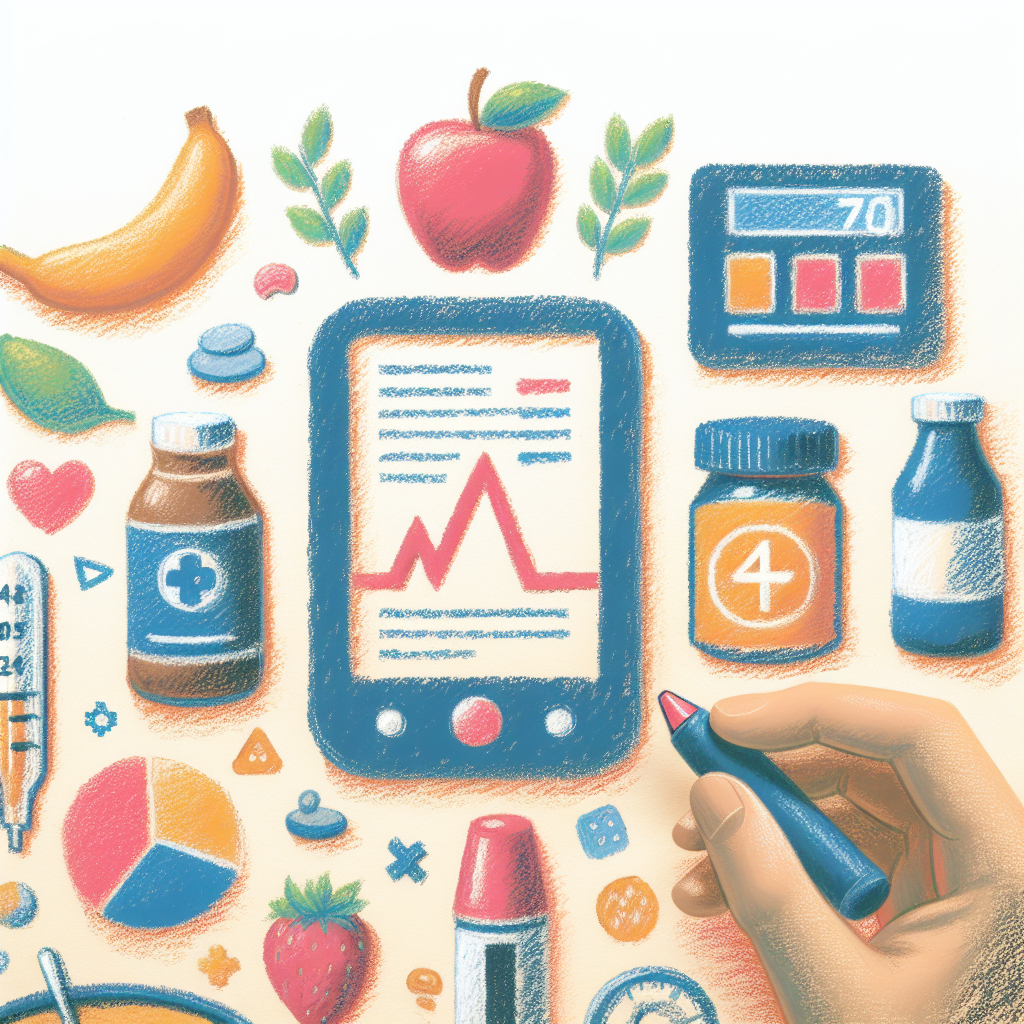 Pastelková ilustrace znázorňující téma: Cukrovka a dieta