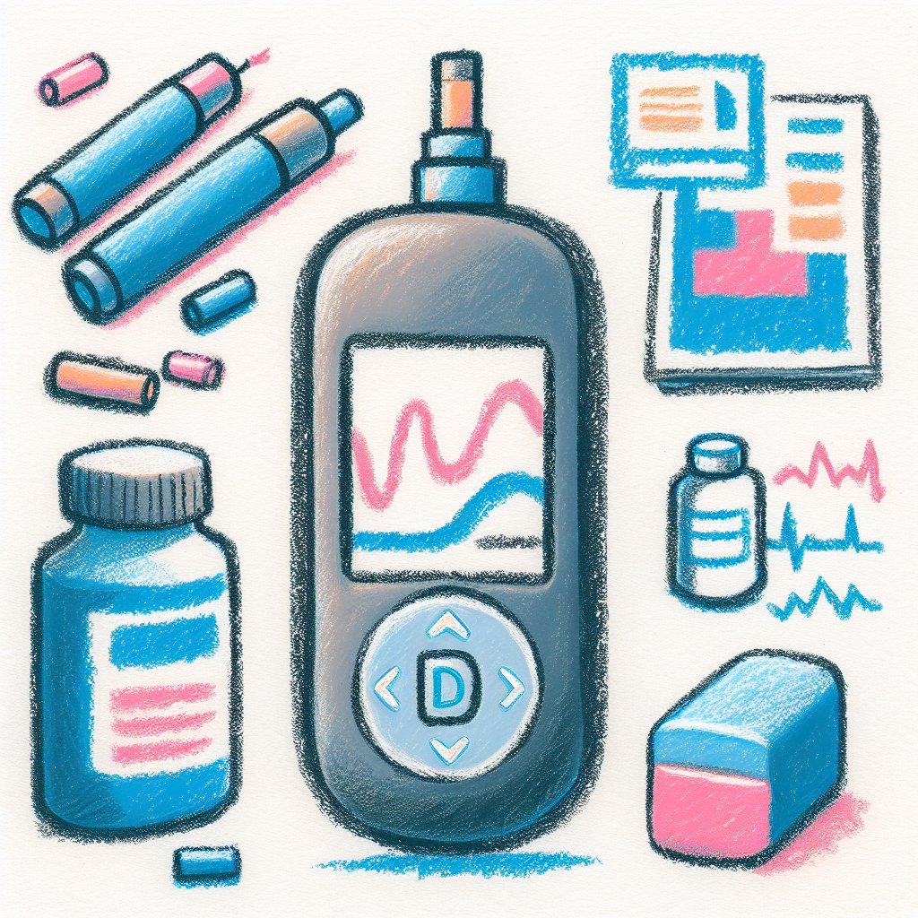 Pastelková ilustrace znázorňující téma: Diabetes